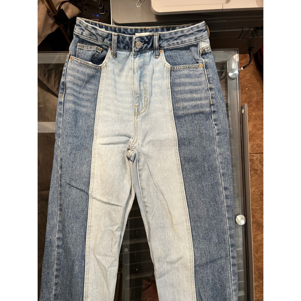 PacSun Two Tone Colorblock Boyfriend Jeans Size 27 Blue Denim
